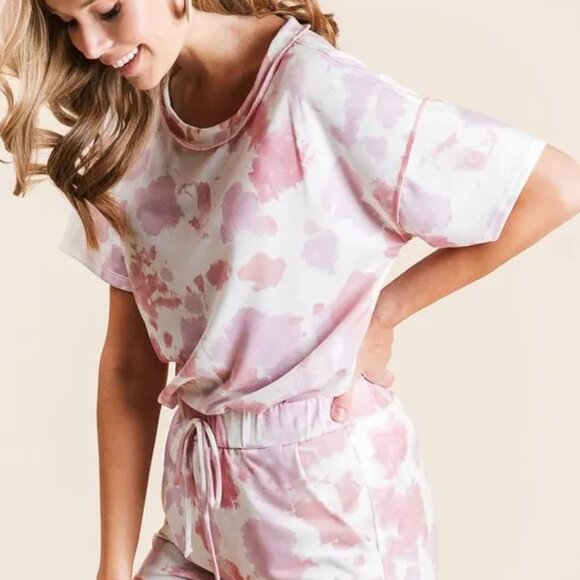 BiBi Tie Dye Print Terry Shorts With Side Pockets - Picture 10 of 16